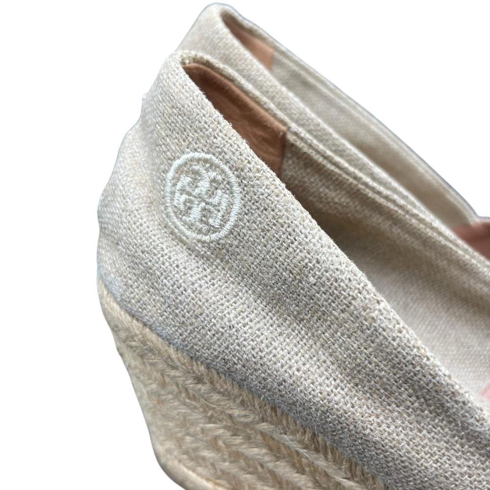 Tory Burch Cream Beige Espadrille Filipa Wedges 8 B Neutral Coastal - Picture 2 of 8